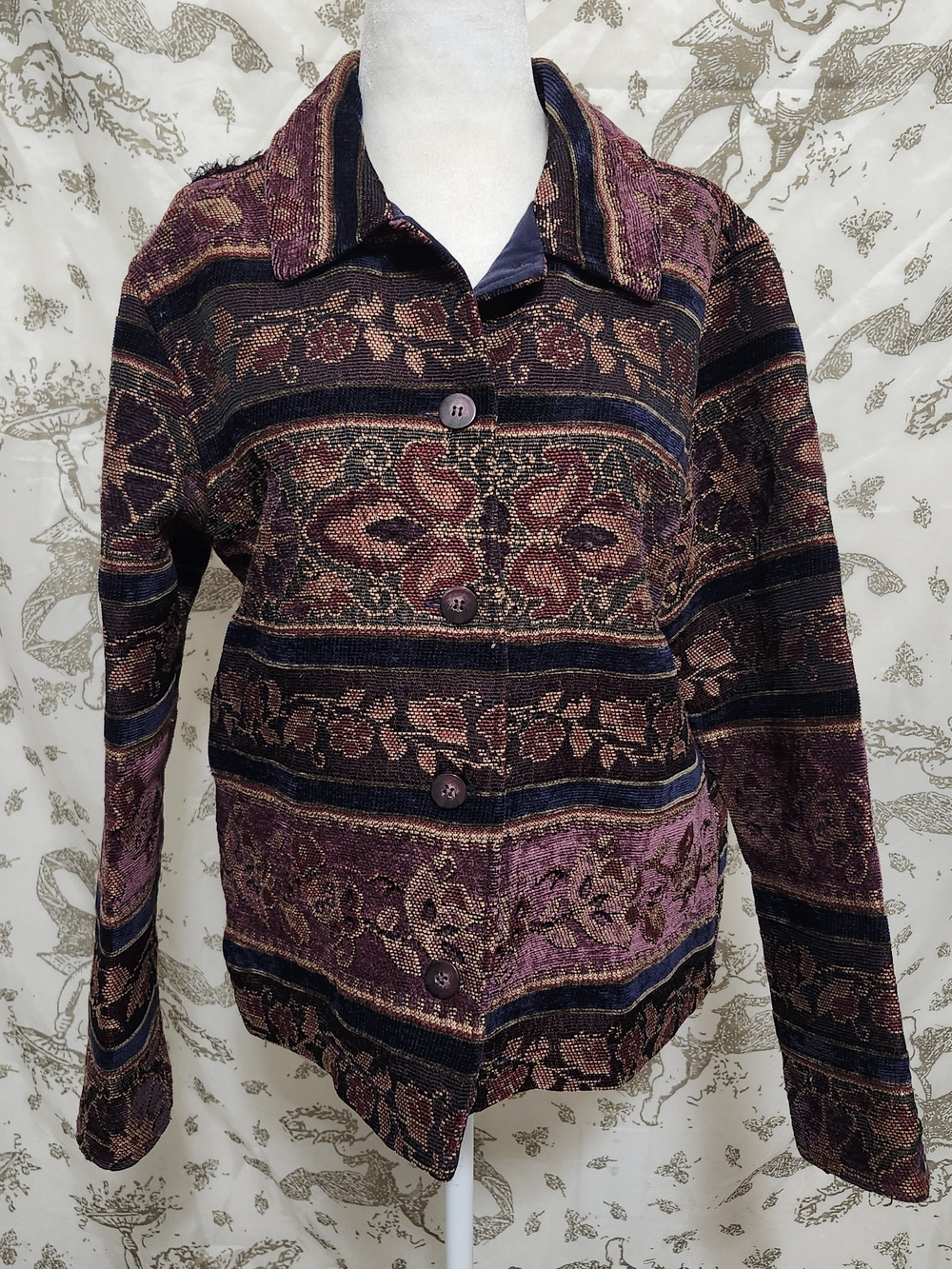 Vintage 90s Coldwater Creek Purple Floral Boho Jacket M